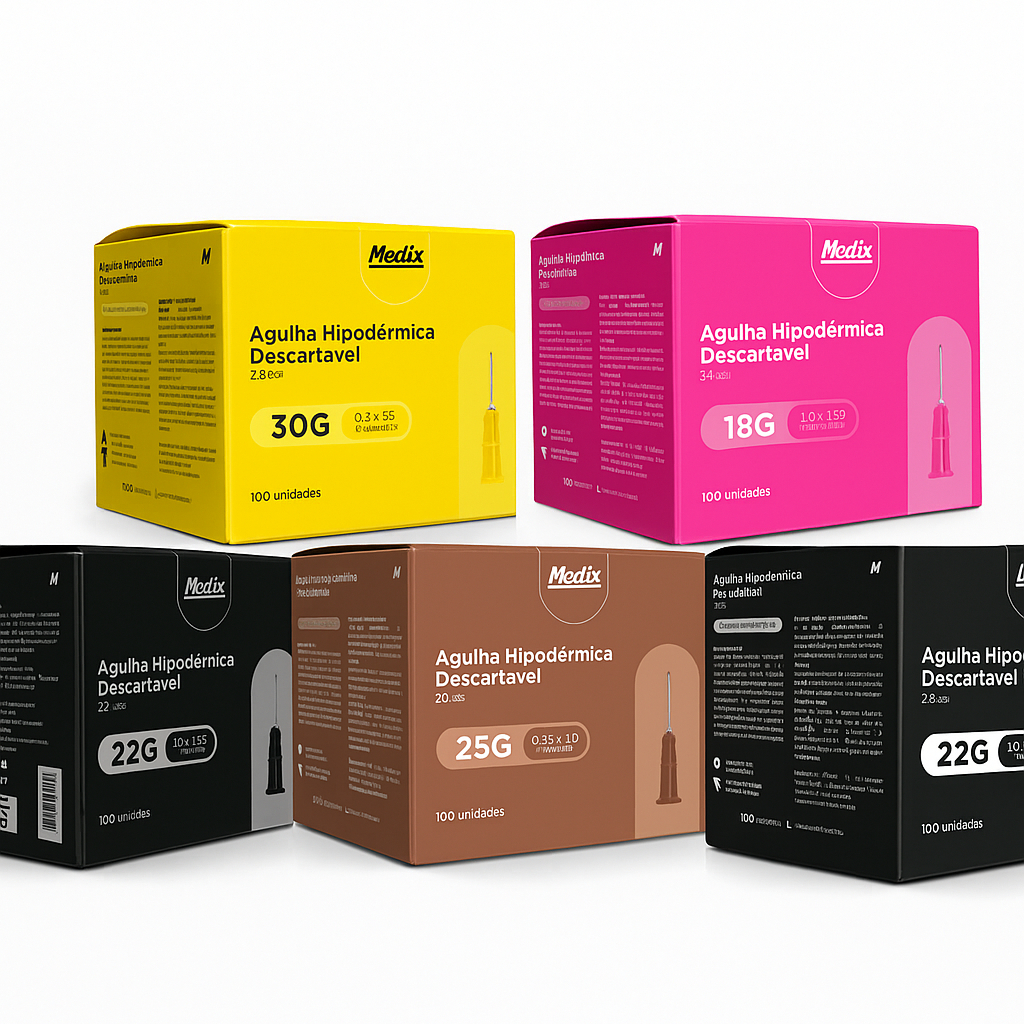 Agulhas Hipodérmicas Descartáveis - Caixa c/ 100 Unidades medix em Oferta na Shopee