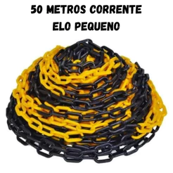Kit 50 Metros Corrente Sinalização Elo Pequeno Cor Preto/Amarelo