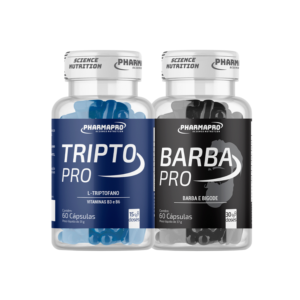 1x Barba Pro + 1x Tripto Pro (L-Triptofano) - 120 Cápsulas, Pharma Pro