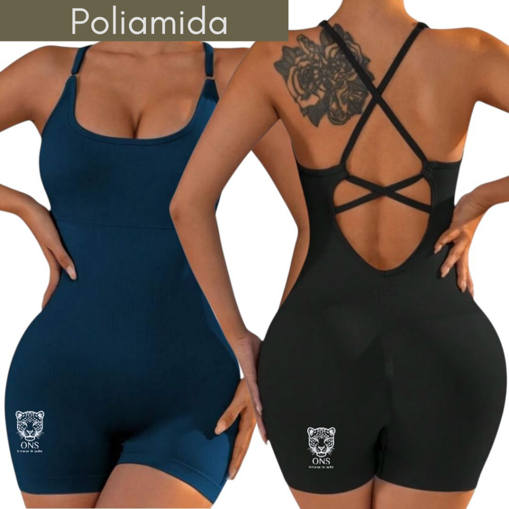 Kit 2 Macacão Macaquinho Poliamida Yoga Bojo Removível Roupa Fitness Roupa Fitness Academia Feminina