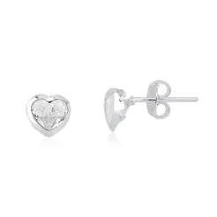 Brinco Feminino de Prata 925 Coração com 4mm | Diversas Cores