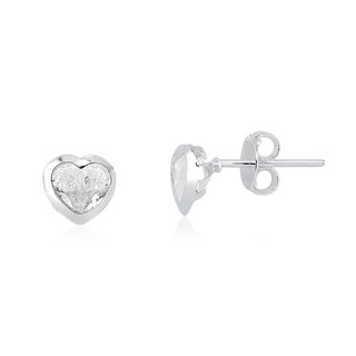 Brinco Feminino de Prata 925 Coração com 4mm | Diversas Cores