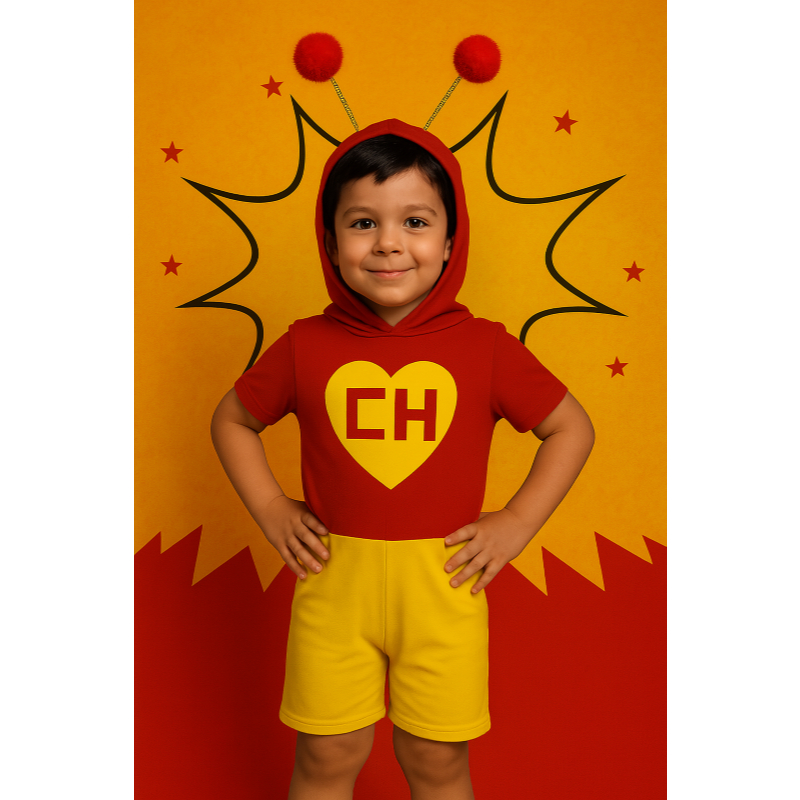 FANTASIA INFANTIL FESTAS CHAPOLIM COLORADO COM ANTENAS - PROMOÇÃO PARA MENINOS