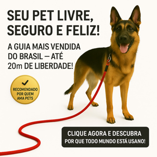 Guia De Cachorro de 2 a 20 Metros Corda de Poli 10 Milimetros Com Mosquetão Reforçado em Oferta na Shopee