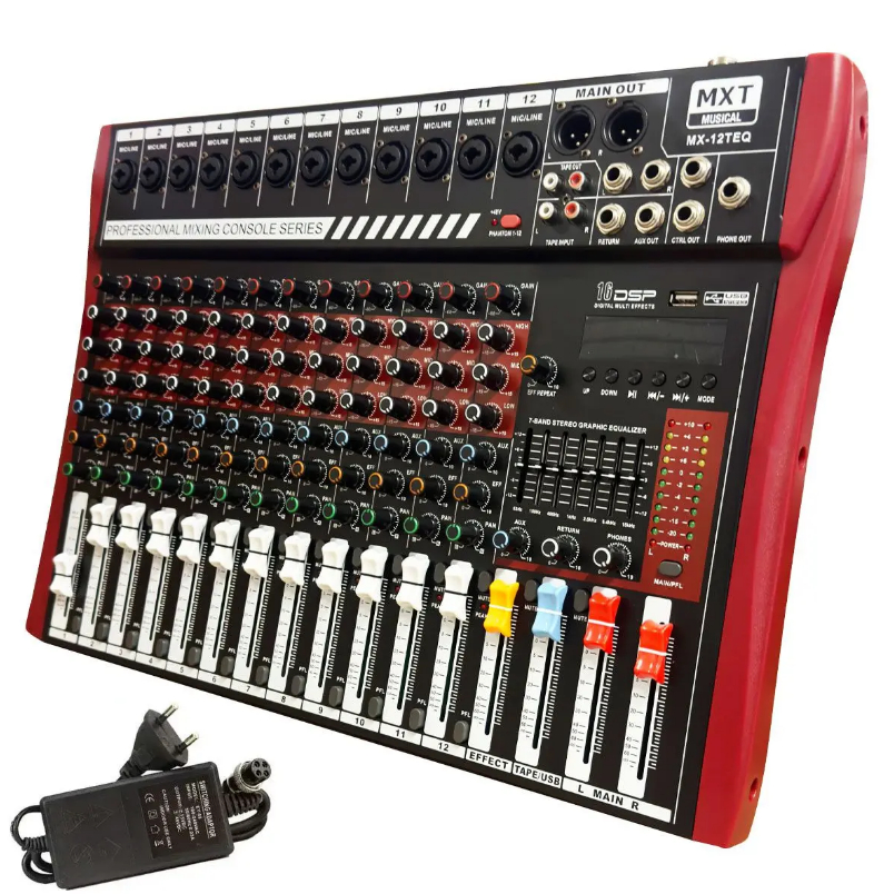 Mesa De Som 12 Canais Profissional Equalizador 5 Bandas Mxt Mx-12u 127/220v GARANTIA + NF