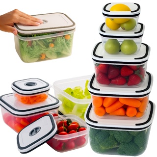 Conjunto De 5 Potes Herméticos De Plástico Retangular Com Tampa De Vedação Top em Oferta na Shopee