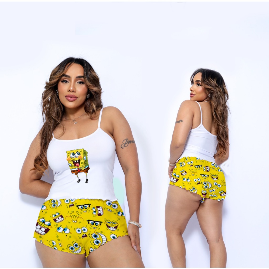 BABY DOLL BOB ESPONJA BRANCO em Oferta na Shopee