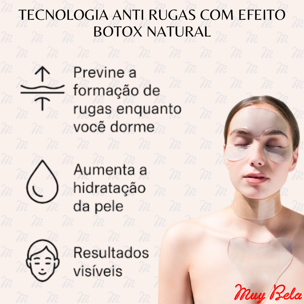 Silicone Lavável para Rugas do Rosto Adesivo Muy Bela Colágeno Natural Anti Marcas Reduz Rugas Skin Care Reutilizável