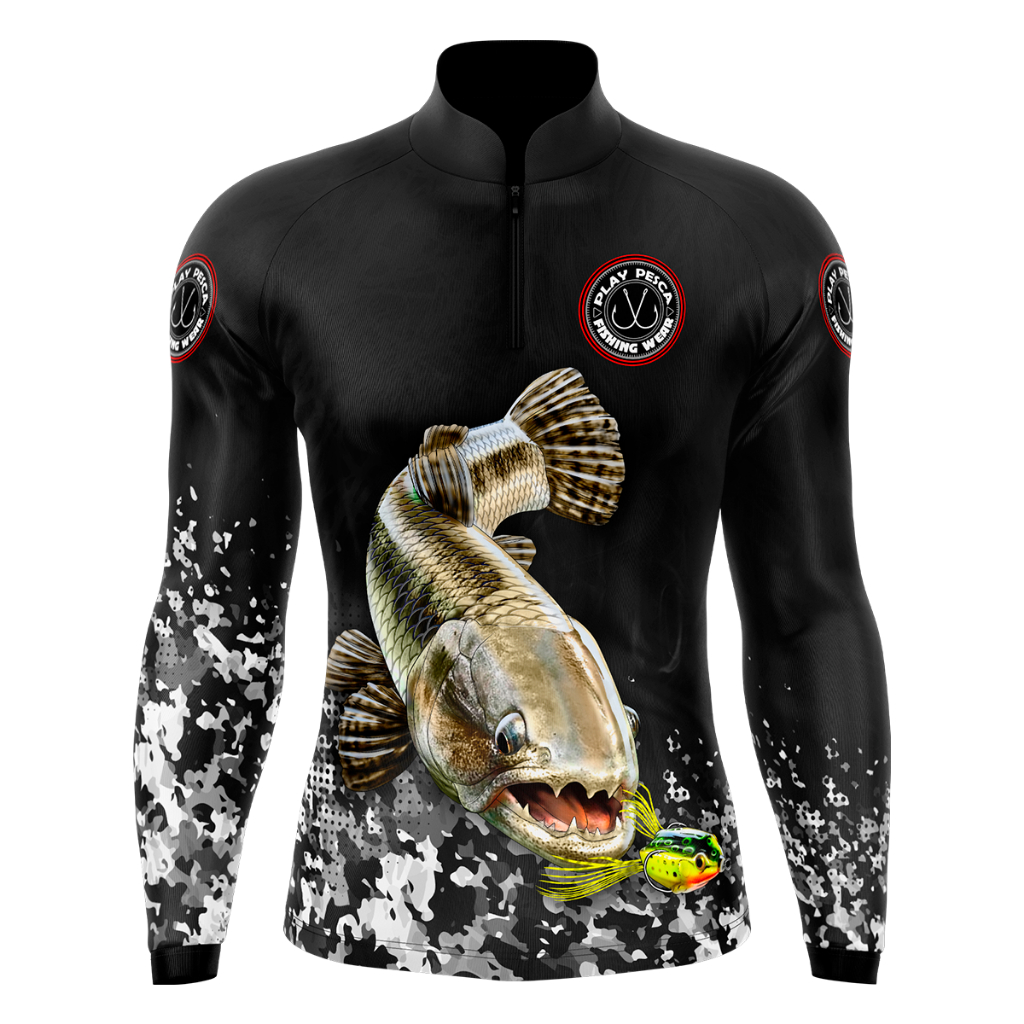 Camisa camiseta blusa de pesca personalizada com nome Play Pesca com Proteção Solar Uv50+