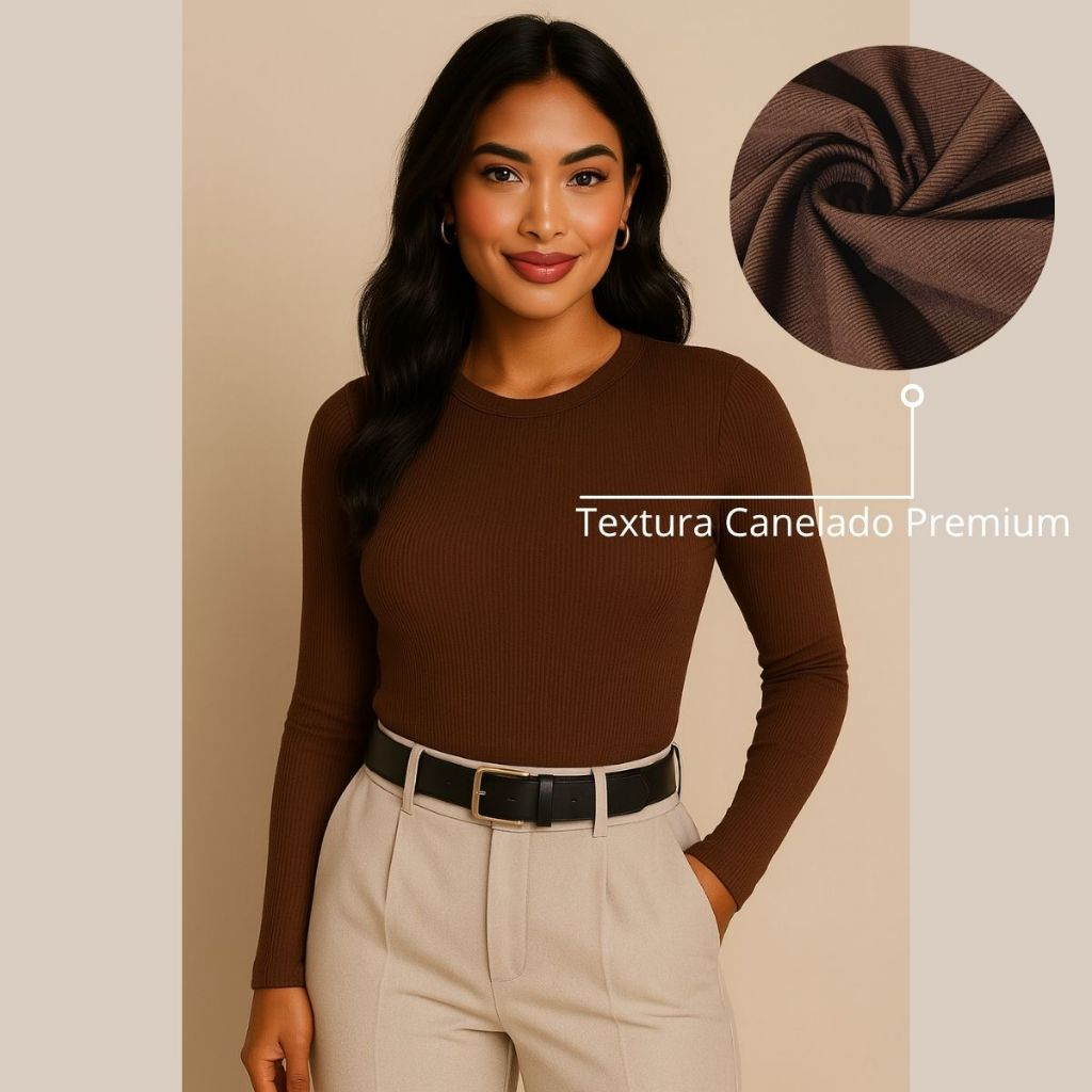 Blusa Feminina Manga Longa Segunda Pele LISA TÊNDENCIA Confortável Elastano Premium Outono Inverno em Oferta na Shopee