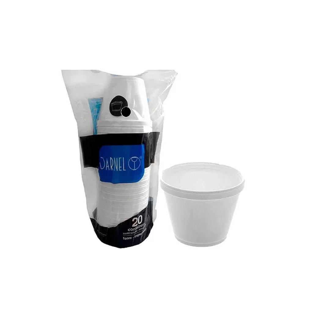 Pote Térmico Isopor Açai/Sorvetes e diversos 473ml sem tampa Darnel 20 Unidades