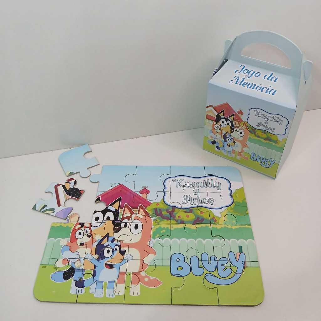 Quebra Cabeça, Lembrancinha Personalizadas para festas, jogo de montar com caixinha  - BLUEY