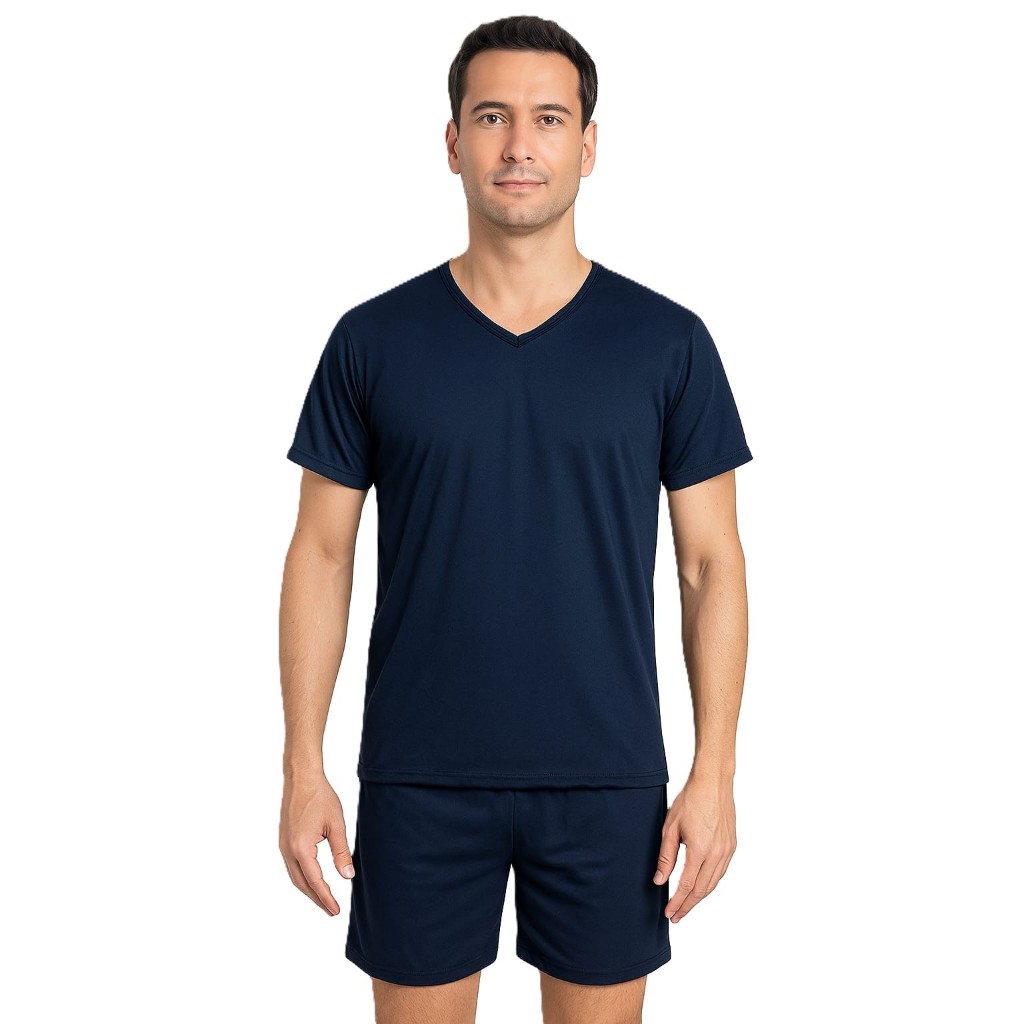 Pijama Masculino Verão Camisa Manga Curta com Short Curto Liso Atacado Pijama Manga Curta verao