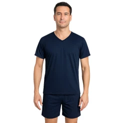 Pijama Masculino Verão Camisa Manga Curta com Short Curto Liso Atacado Pijama Manga Curta verao