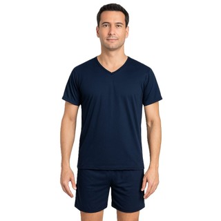 Pijama Masculino Verão Camisa Manga Curta com Short Curto Liso Atacado Pijama Manga Curta verao