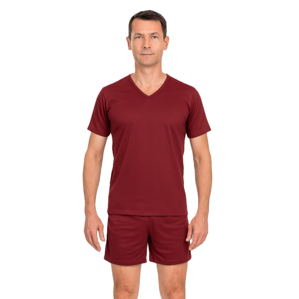 Pijama Masculino Verão Camisa Manga Curta com Short Curto Liso Atacado Pijama Manga Curta verao — imagem 2 de 2