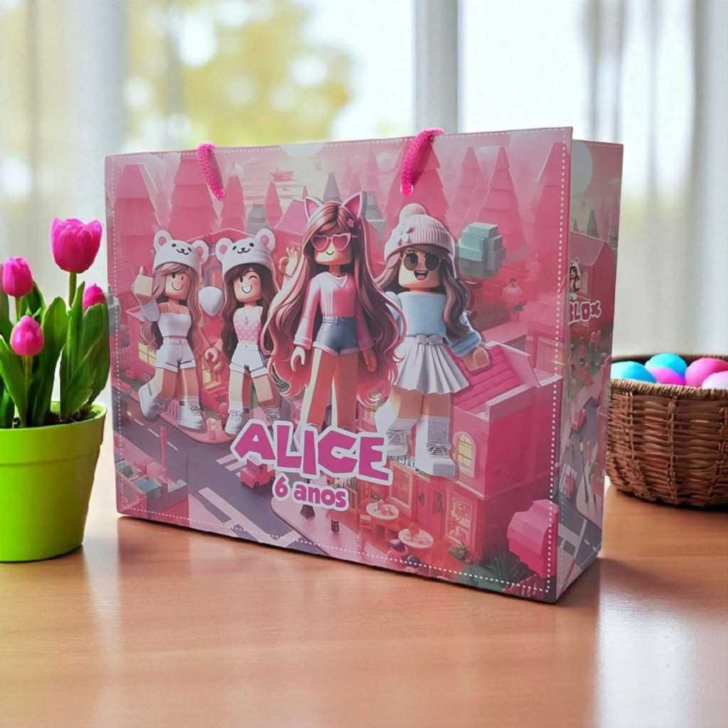 10 Sacolinhas Personalizadas Festa (G) Roblox Rosa (20x16x6cm) em Oferta na Shopee