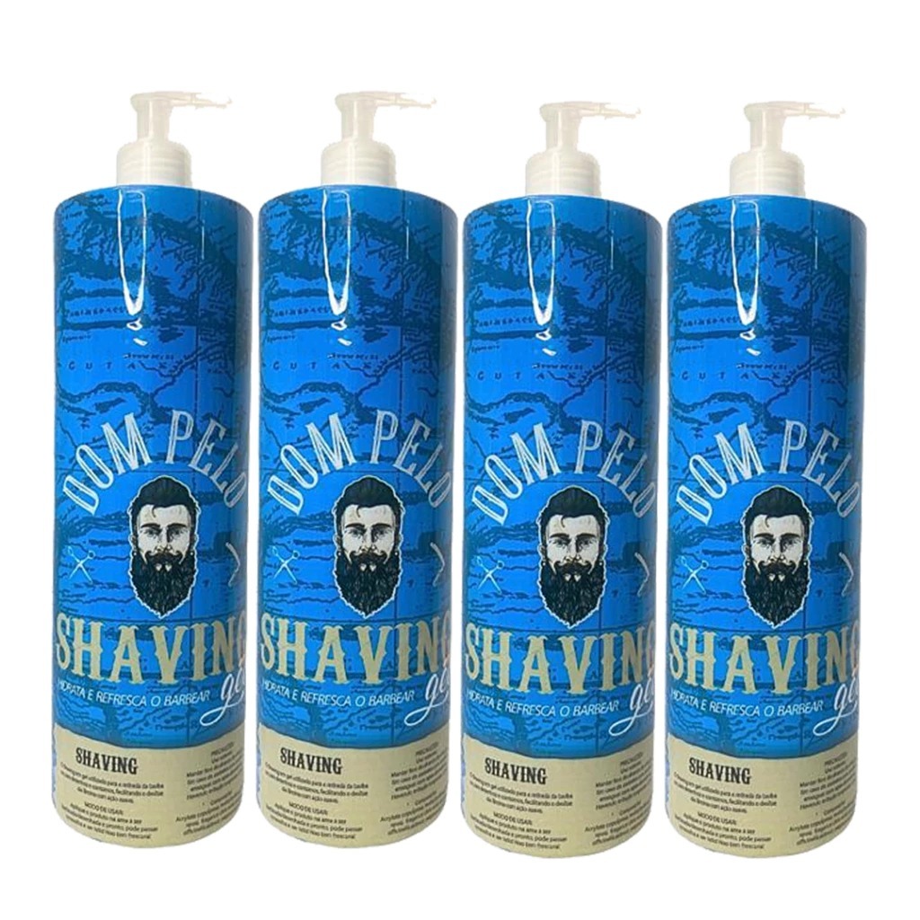 Kit 4 Shaving Gel De Barbear 1kg Profissional Hidratante