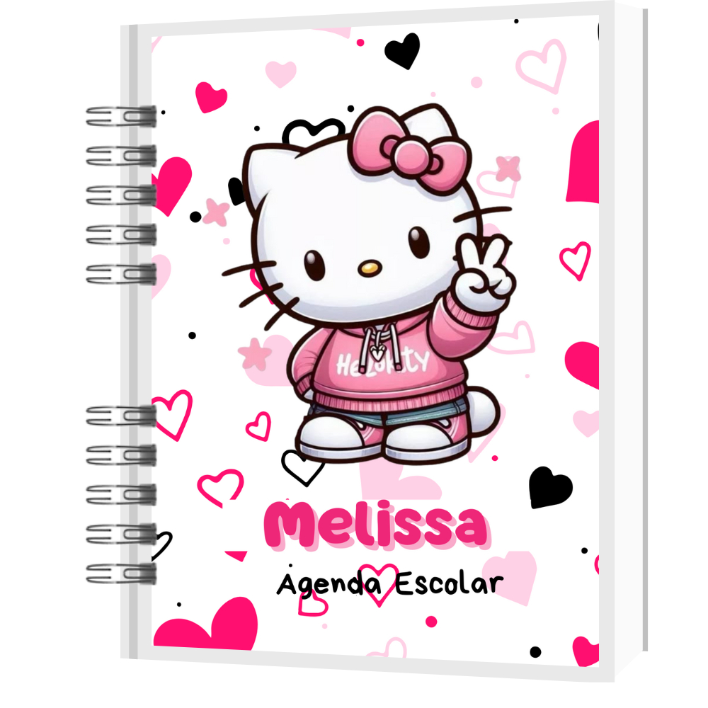Agenda Escolar Personalizado Tema Hello kitty - ENVIAR O NOME NO CHAT PARA PERSONALIZAÇÃO em Oferta na Shopee