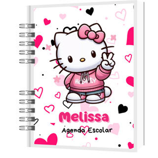 Agenda Escolar Personalizado Tema Hello kitty - ENVIAR O NOME NO CHAT PARA PERSONALIZAÇÃO em Oferta na Shopee