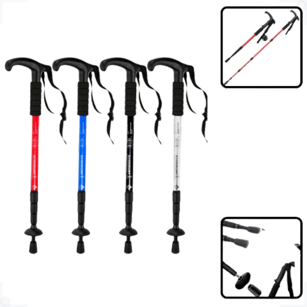 Bastão Caminhada Aventura Ajustável de 65 a 1,35cm  Portátil Trekking Resistente