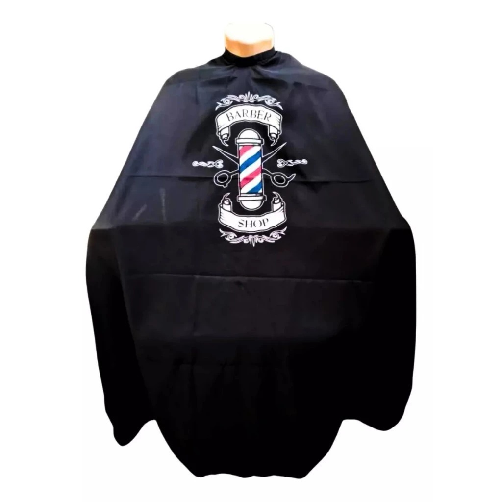 Capa De Corte Para Barbeiro/cabeleireiro Microfibra Cabelo Cor Preto Capa Micro Silk Barber Pole