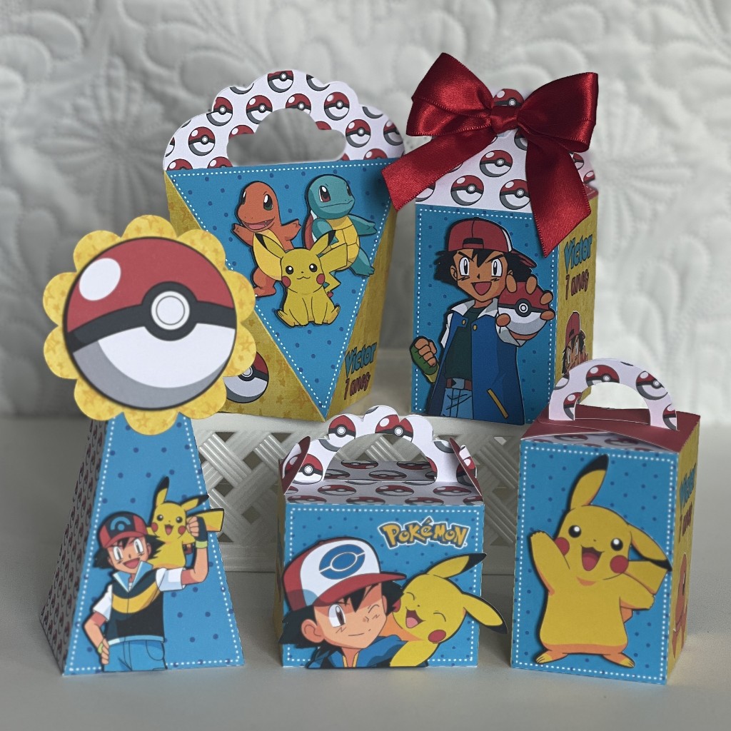 PEGUE E MONTE - kIT FESTA aniversário lembrancinhas caixinhas personalizadas - Pokemon