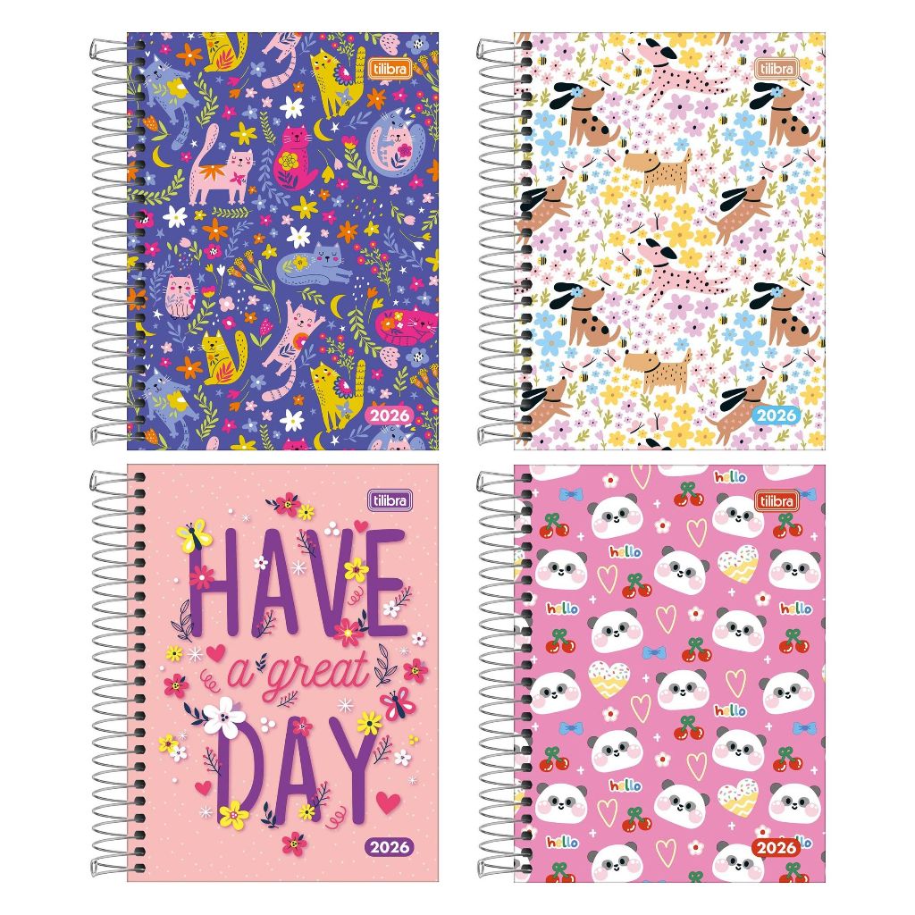 Agenda Diária 2026 Pepper 11,7 16,4 cm 160 Folhas - Tilibra | Agenda Colorida | Planner em Oferta na Shopee