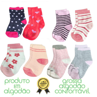 kit 8 pares meia algodão menina premium 3 meses a 4 anos em Oferta na Shopee