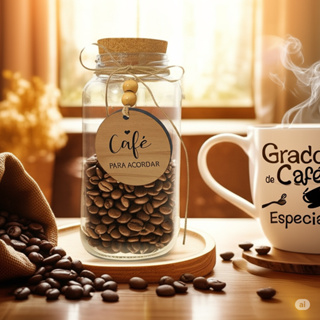 Pote de Vidro 823ml com Tampa Rolha e Pingente | Cantinho do Café | Mantimentos | 17cm em Oferta na Shopee