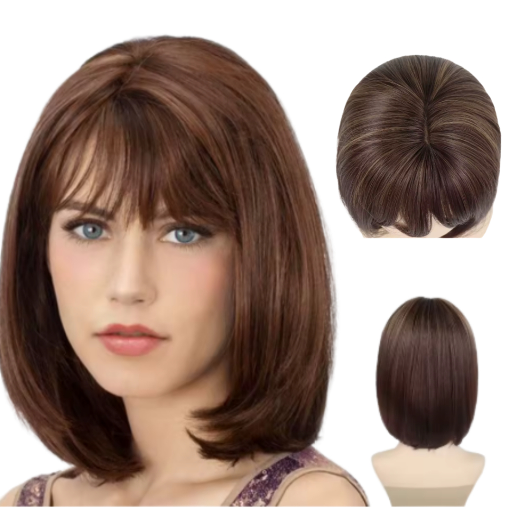 Peruca Wig Lace Curta Com Franja Super Natural Fibra Orgânica