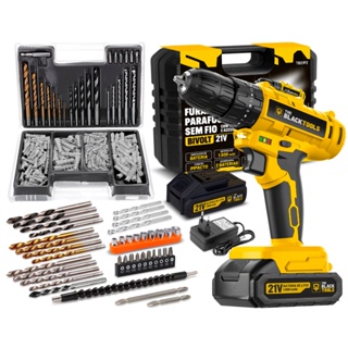 Parafusadeira Furadeira Impacto Tb-21pz 2 Bat 21v 3/8 The Black Tools kit Brocas Bits Buchas 300 Pçs em Oferta na Shopee