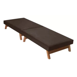 Cama Dobrável Portátil Camping Solteiro Colchão Estofado Embutido Marrom Pés em Madeira 170x60 - AV