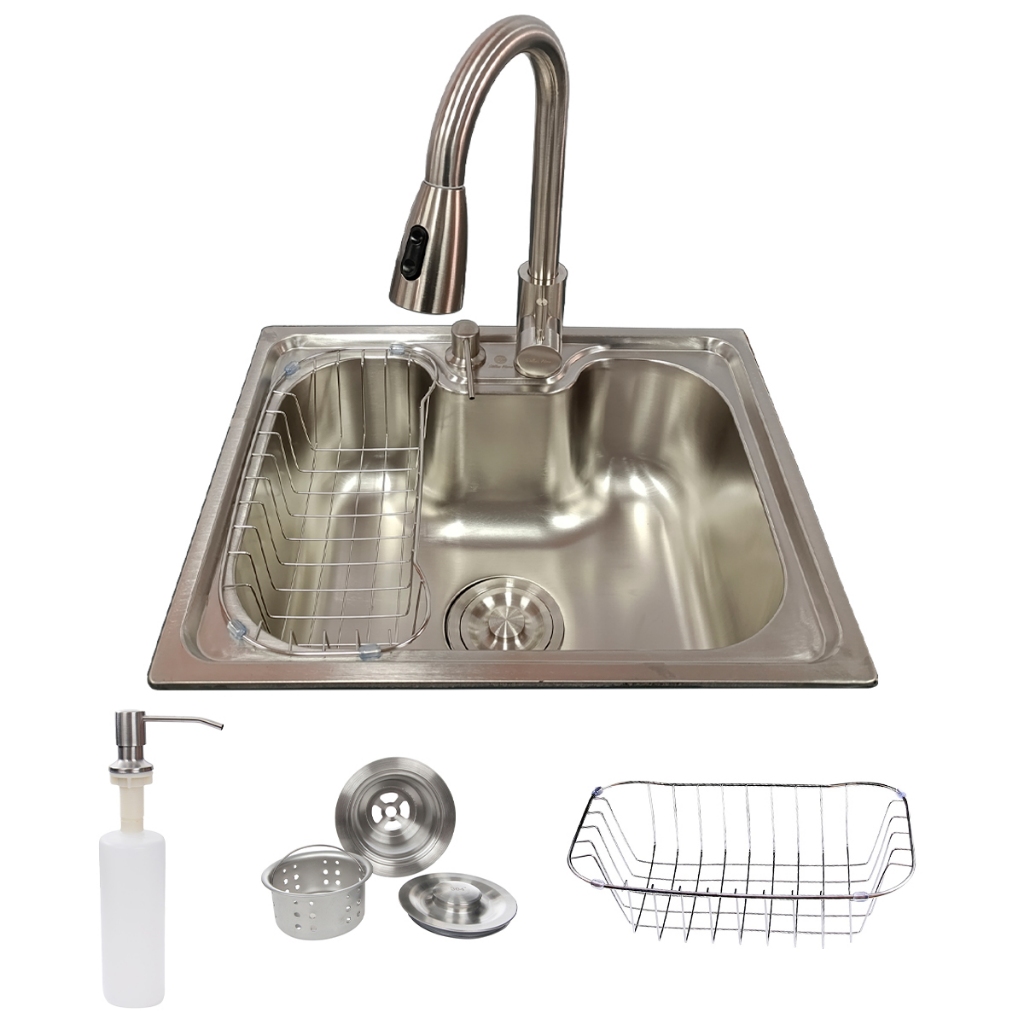 Cuba Cozinha Inox 50x40 Kit Torneira e Dispenser Bancada Completa e Funcional