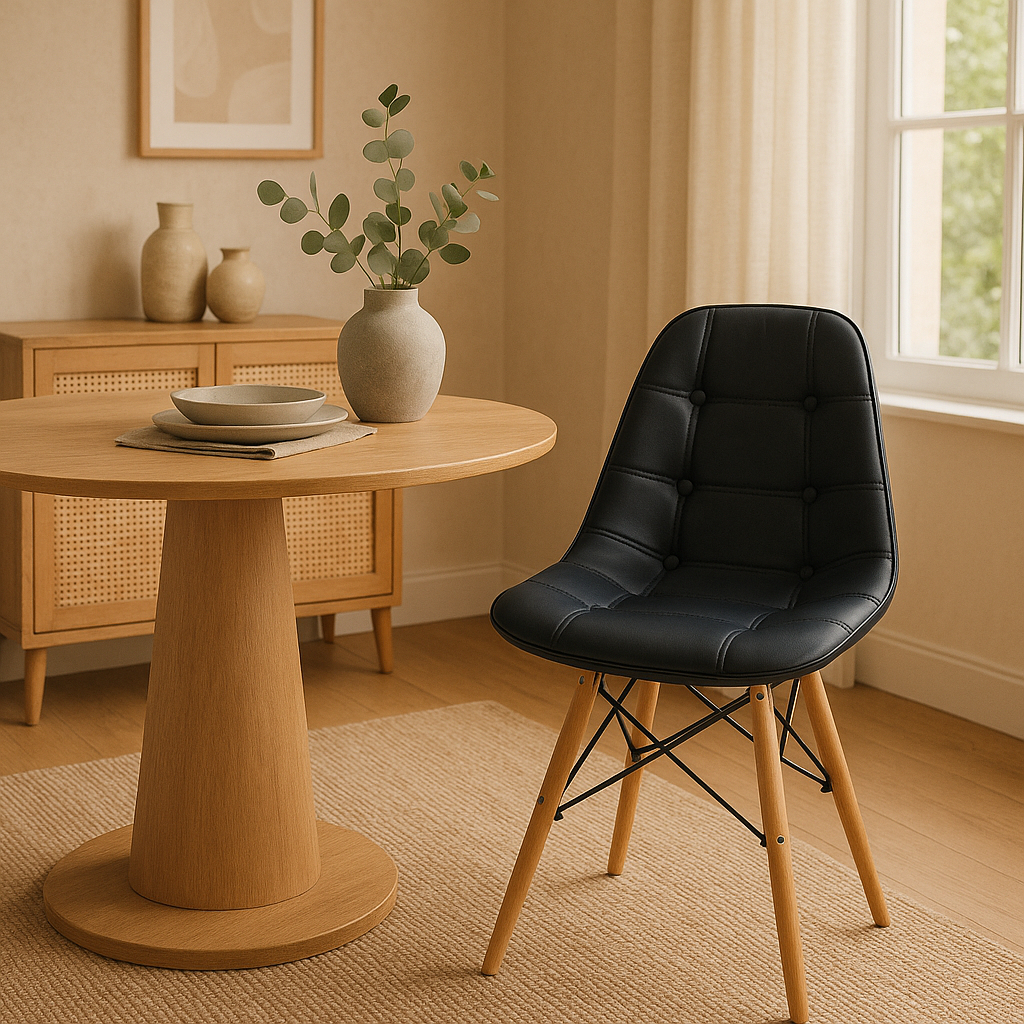 Cadeira Charles Eames Eiffel Estofada Botonê Sala De Jantar em Oferta na Shopee