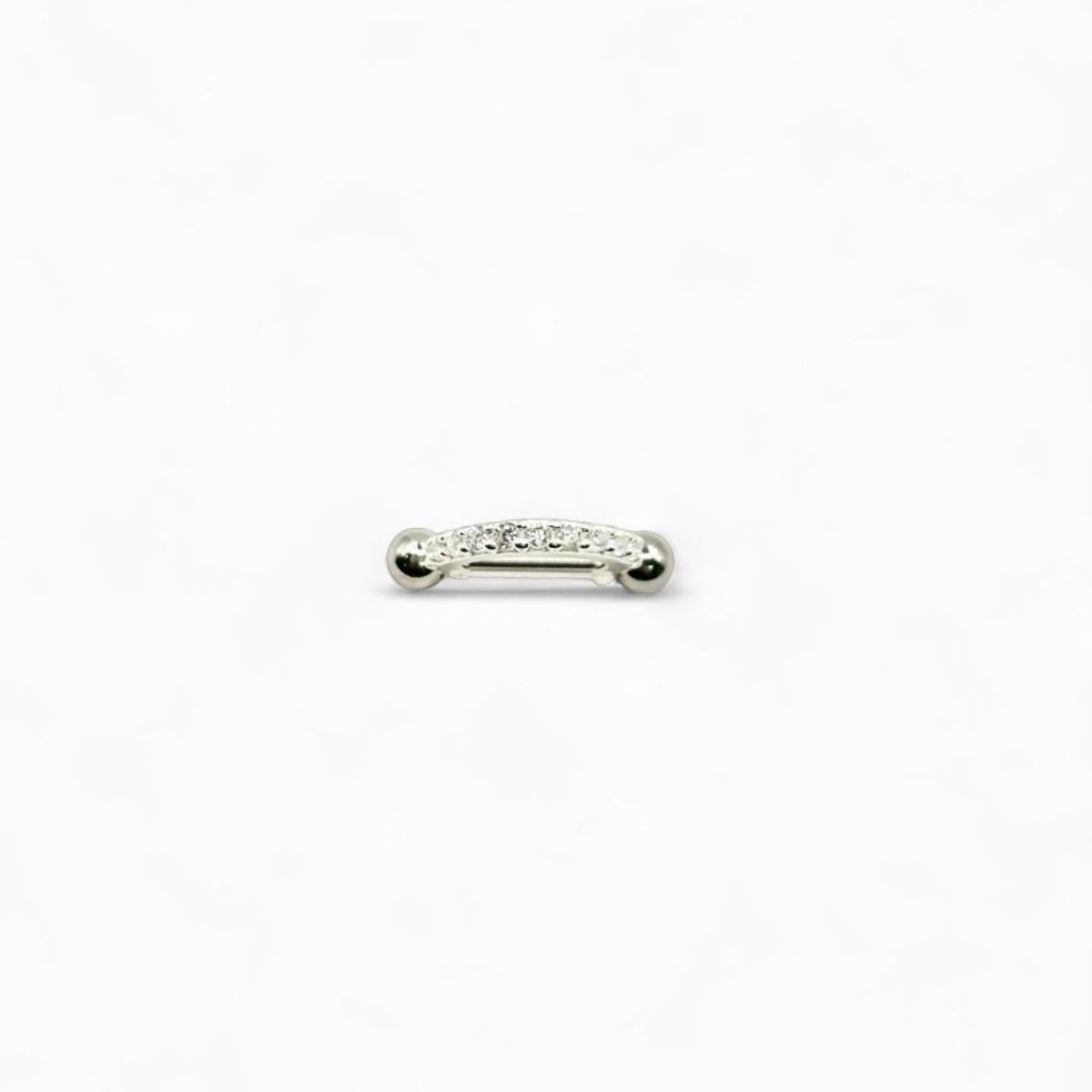 Piercing Orelha Argola Microbellaço Cravejada Prata 925 Legítima