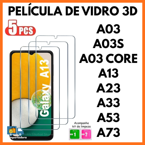 Película De Vidro 3D Temperado Para Samsung A03 A03S A03 CORE A13 A23 A33 A53 A73