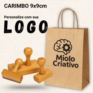 Carimbo Personalizado 9x9cm com Logo + Almofada (kit) em Oferta na Shopee