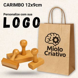 Carimbo Personalizado 12x9cm com Logo + Almofada (kit) em Oferta na Shopee