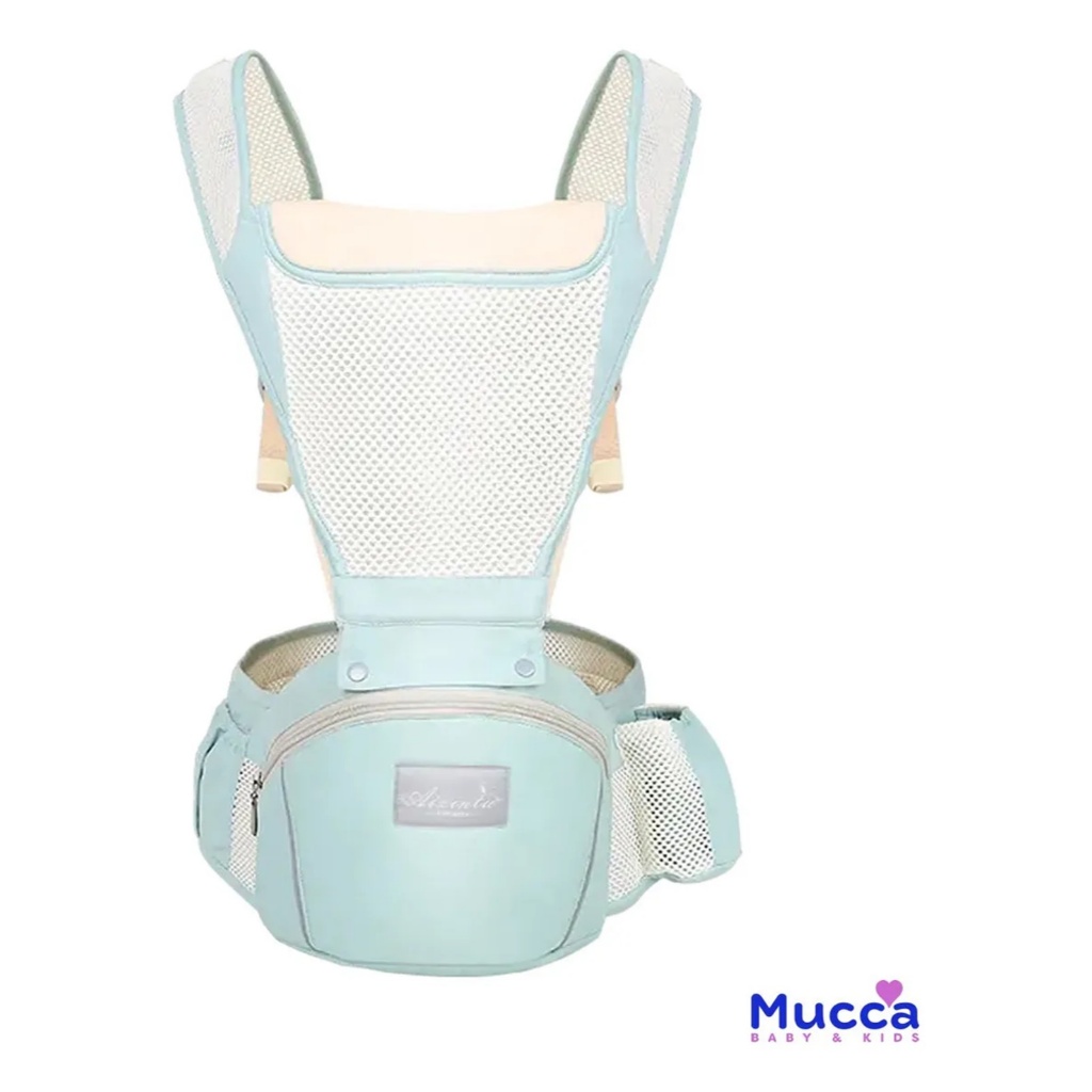 Canguru Ergonômico Carregador de Bebê de Passeio Confort Cool Mucca Verde Água