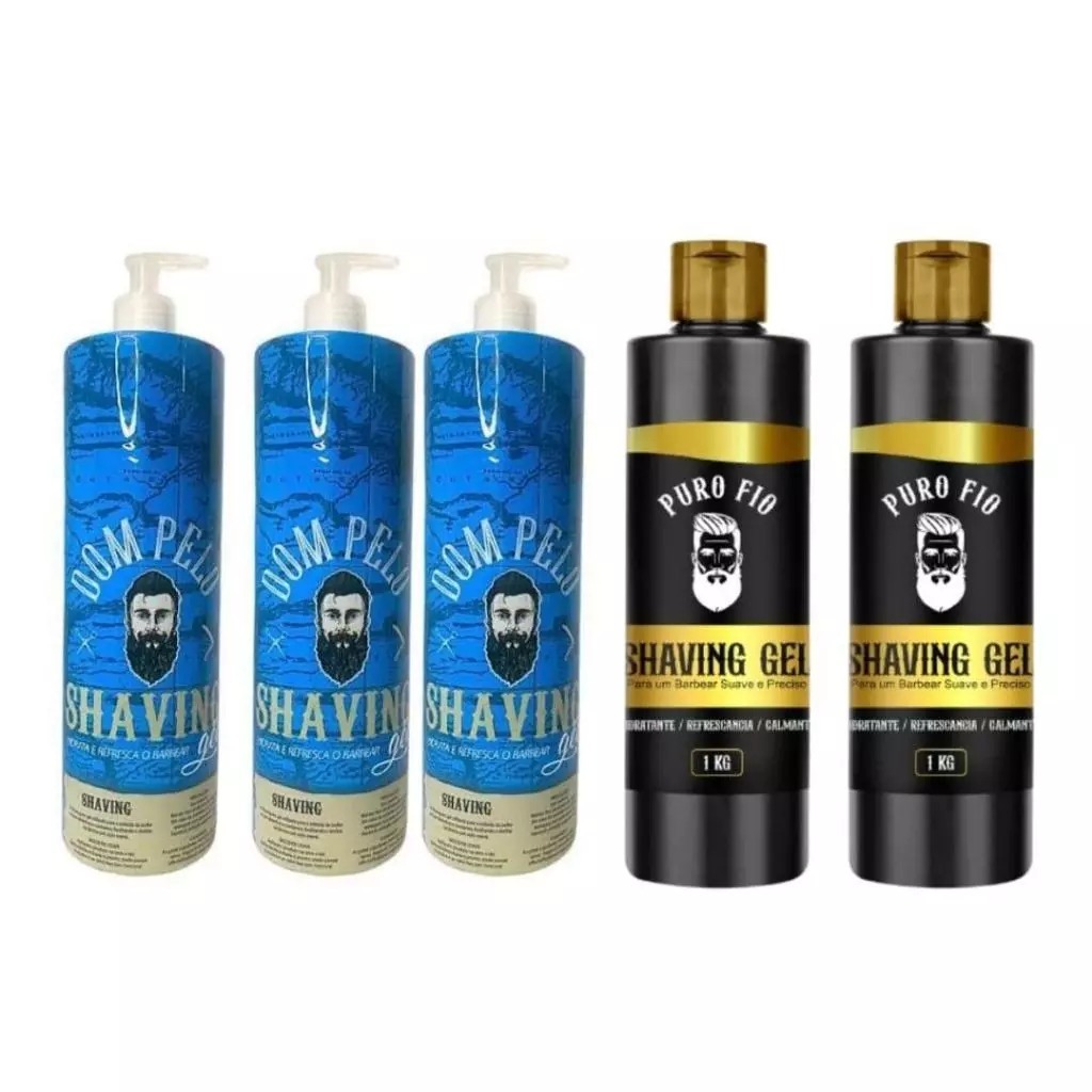Combo 5 Kit barbear 2 shaving puro fio + 3 shaving dom pelo