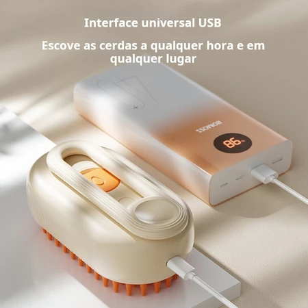 Escova Elétrica A Vapor De Pelos Para Gatos Cães 3 Em 1 Pente De Massagem
