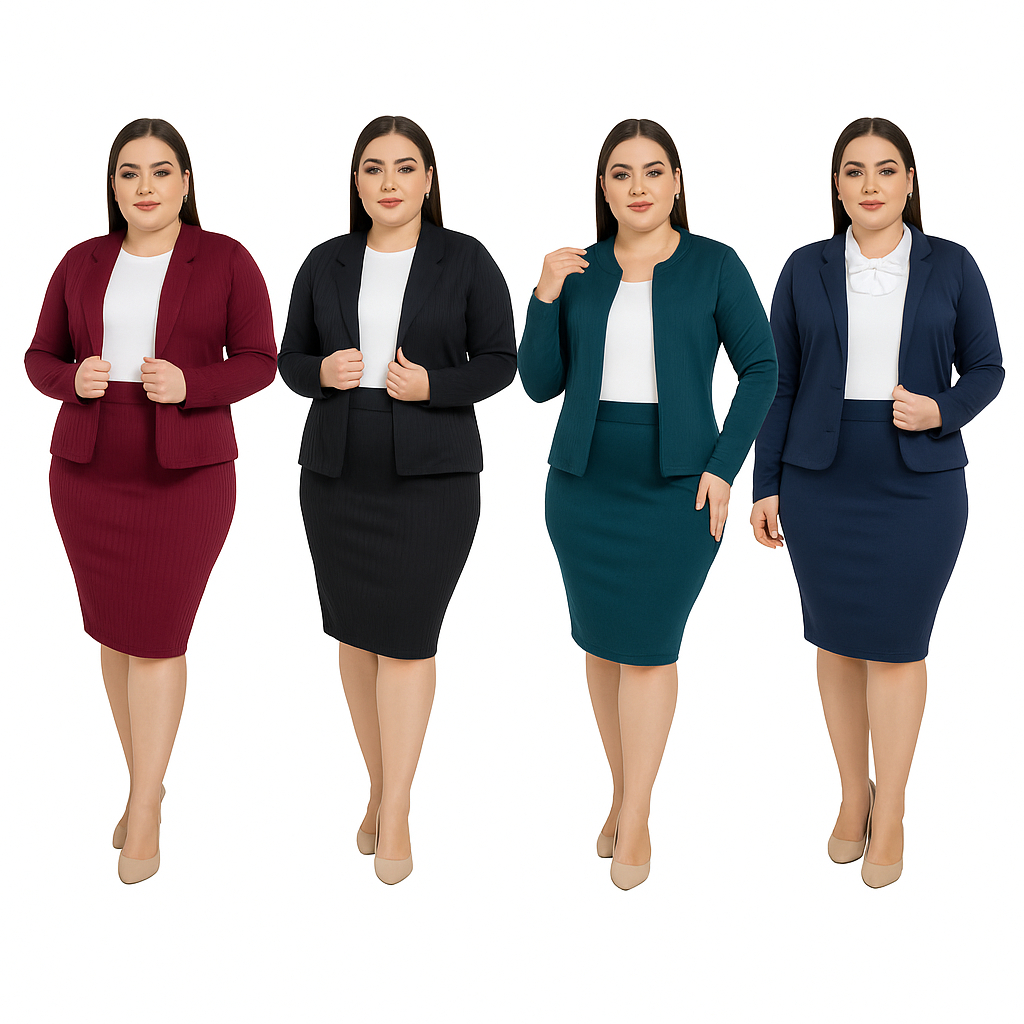 CONJUNTO SOCIAL BLASER E SAIA 2 PEÇAS COMBO CASAQUINHO CASACO PLUS SIZE SAIA LÁPIZ TUBINHO MODA EVANGÉLICA COMPORTADO