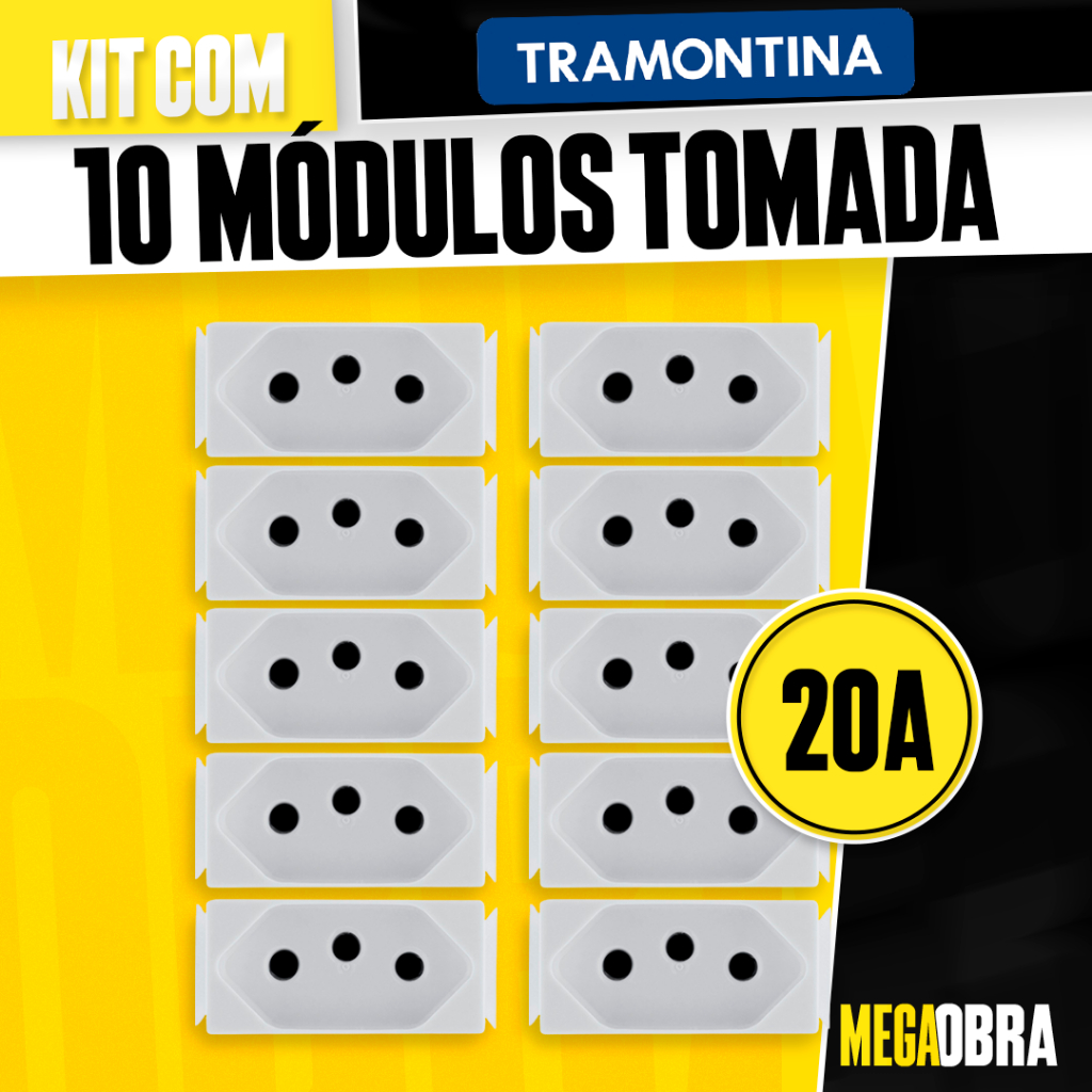 Kit Módulos Tomada 20A Branco Tramontina Linha Aria Módulo 10 Amperes