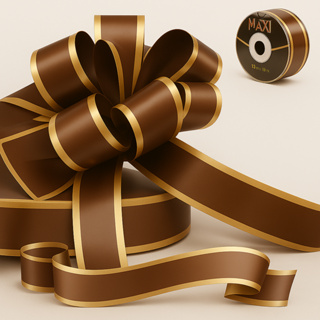 Fita Maxi Albano Marrom com Ouro Embalagem Presente Decoração 32mm X 100m Laço Dourado em Oferta na Shopee