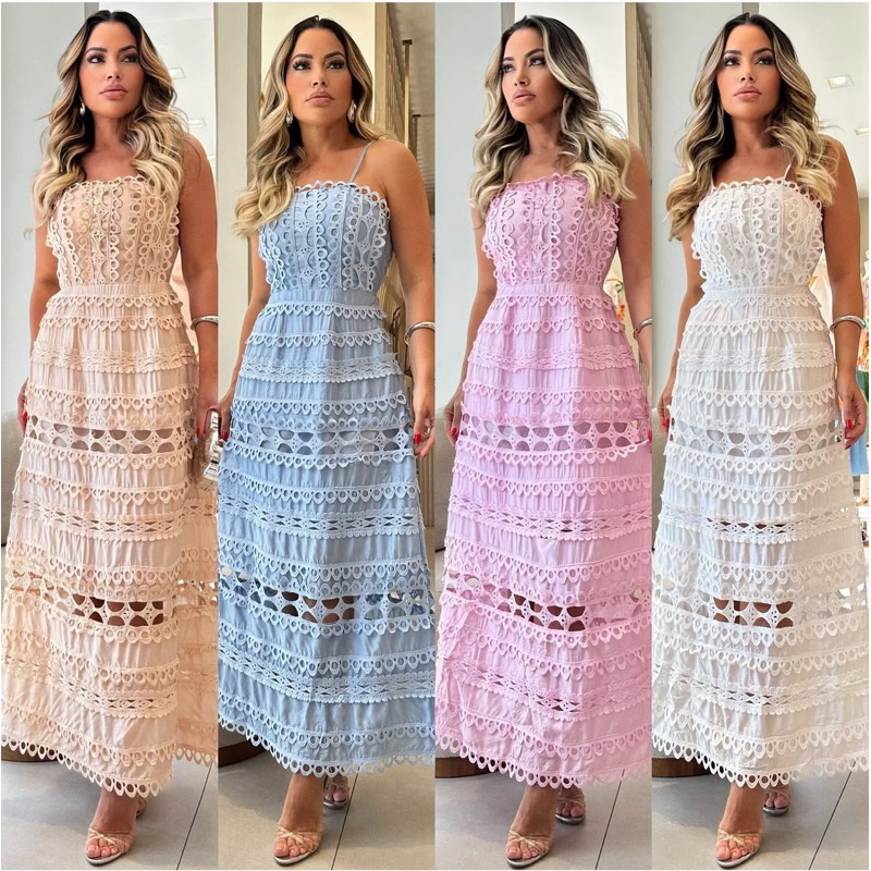 vestido alcinha renda oca requintado simplesmente impecável par qualquer eventos