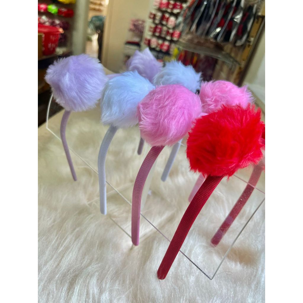 Tiara de Pompom Pelúcia Fofo Meninas Unidade e Kit