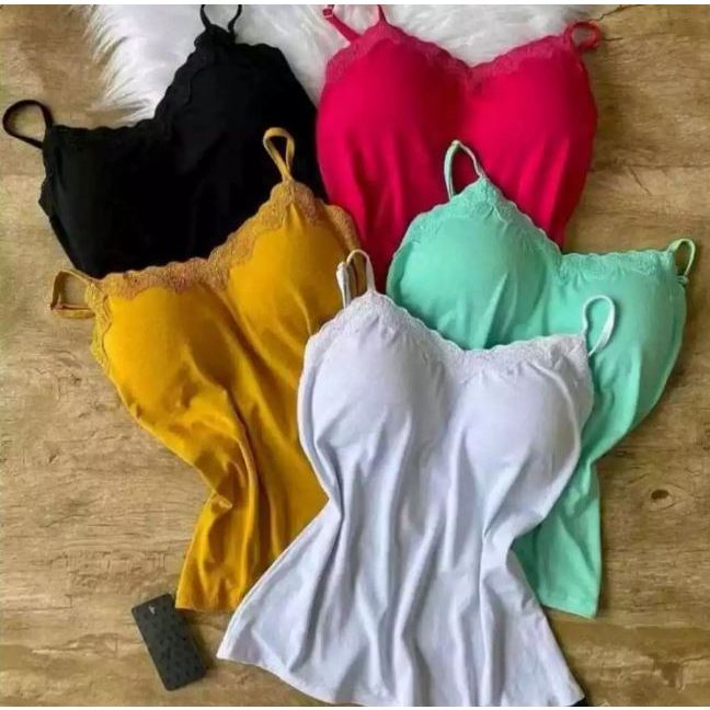 Blusinha Alcinha Com Bojo Renda Regulavel Varias Cores! Para Fica em Casa