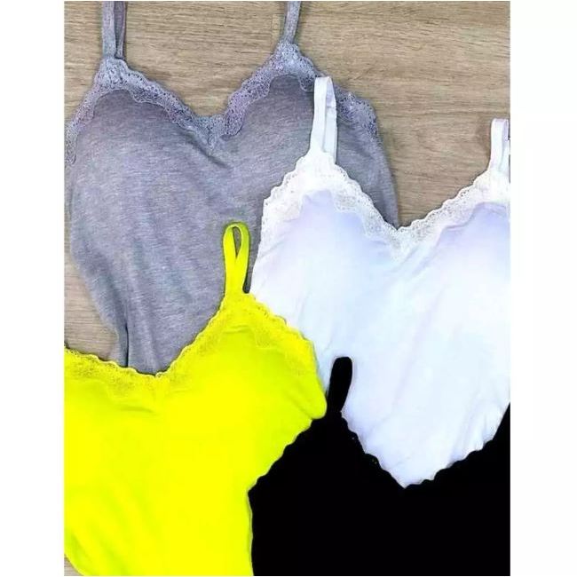 Blusinha Renda Com Bojo Alcinha Regulavel Varias Cores! Para Dormi