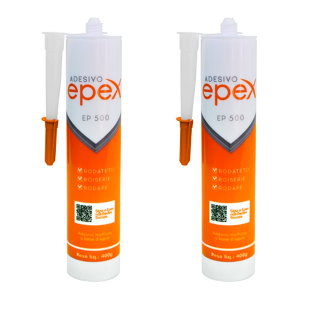 Kit 2 Cola AdesivoTubo Sanca Moldura Rodape Pedras Epex 400g EP 500